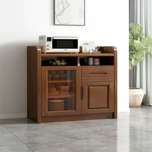 Dazhang Jiaju Solid Wood <b>Sideboard</b> 900mm High With Glass Doors Storage Cabinet For Kitchen And Living Room - Product Image 2
