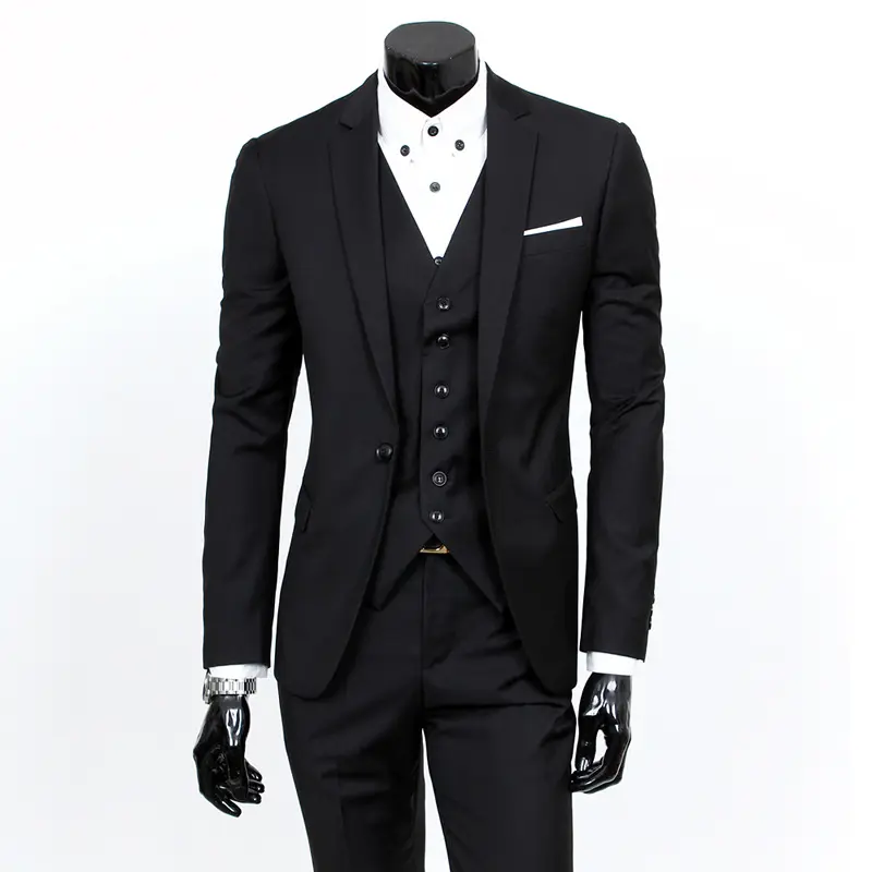 Single Breasted Men's Wear Slim Fit 3 Piece Suits Set For Men Wedding