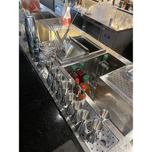 Comptoir de service de bar multifonctionnel en acier inoxydable, style américain, durable, avec armoire à vin - Product Image 2