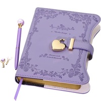 Carnet secret A5 verrouillable avec couverture en cuir PU, cadenas en forme de cœur, 360 pages lignées, papier sans acide, coins arrondis, logo personnalisé