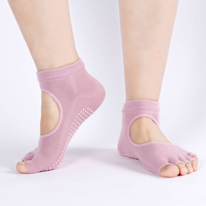 Chaussettes de yoga Chaussettes à bout <span class=keywords><strong>ouvert</strong></span> dos nu Chaussettes de yoga antidérapantes à cinq doigts - Product Image 5