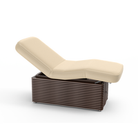 Mobilier de salon électrique moderne Ness-D, table de massage en cuir artificiel pour soins du visage et beauté du visage, lit électrique avec base en bois