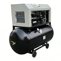 Compresseur d'air à vis silencieux compact trois-en-un avec roues, 10 CV, 7,5 kW, 0,8-1,0 MPa, 1,1 m³/min, réservoir de 120 L, 380 V/50 Hz triphasé