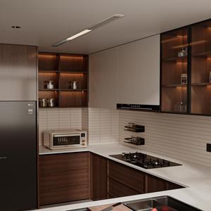 Sistema de Cocina Integrado en Forma de L con Estantes Extraíbles para Ollas, para Estación de Cocina en Casas Rurales - Product Image 1