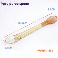 Cuillère à double extrémité en silicone pour bébé, pour porridge et purée de fruits, ensemble de couverts portables avec boîte, design singe de dessin animé mignon