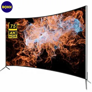 Factory OEM LED Television 4K 75 inch Curved Smart TV 4K Big Screen Ultra HD 75 inch TV