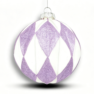 Adorno de Bola de Cristal Soplado a Mano, Diseño Vintage Ecológico con Patrón de Diamantes, Recubierto de Purpurina, Decoración Colgante para Árbol de <span class=keywords><strong>Navidad</strong></span>, OEM ODM BSCI - Product Image 2