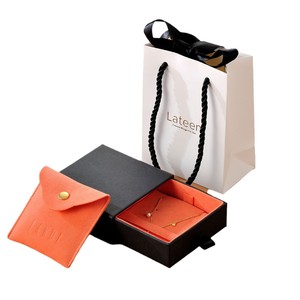 Custom Logo Paper Sliding Jewelry Packaging <b>Box</b> with Double-Sided Velvet Interior Microfiber Pouch for Necklace Ring <b>Earrings</b> - Product Image 6