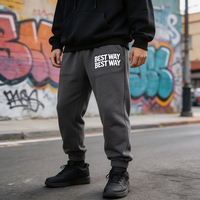 Vêtements de sport élégants, faible MOQ, pantalon de jogging ample à jambe droite, surdimensionné, en tissu éponge résistant, pour hommes, impression de logo personnalisée, style hip-hop