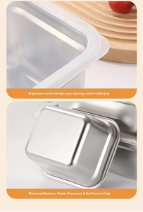 Boîte à lunch personnalisée avec logo, en acier inoxydable 201, 1/3 bac alimentaire, boîte de conservation scellée, conteneur alimentaire <span class=keywords><strong>Bento</strong></span> avec couvercle pour enfants - Product Image 6