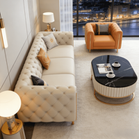 Ensemble de canapés sectionnels en cuir de luxe de style européen pour salon moderne italien de grande taille