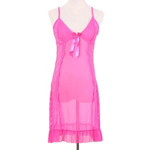 Gaun malam renda transparan leher V pola bunga elegan seksi populer minimal pesanan kemeja Babydoll erotis untuk wanita - Product Image 5