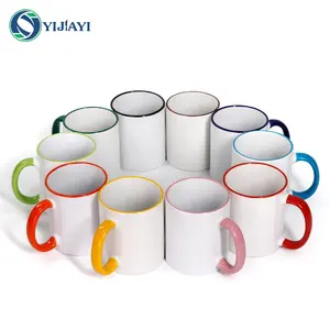 Kupa üreticisi 11 Oz porselen düz beyaz özel Logo süblimasyon boş seramik fincan çay kahve kupalar popüler