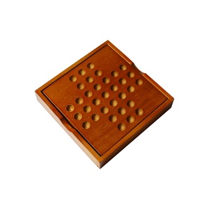 C04121 Marble <strong>Solitaire</strong> Chess <strong>Game</strong> with Natural Solid Wood Wooden Bead Challenge Fun Brain Teaser Solitair Wooden <strong>Board</strong> - Product Image 3