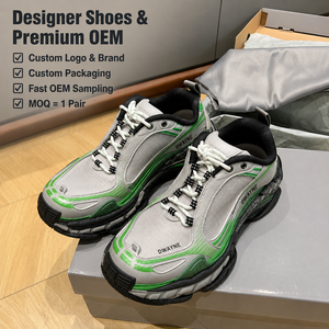 Nouvelles baskets de luxe 2026 pour hommes et femmes, en maille de haute qualité, gris, blanc, vert fluo, à rayures, plateforme épaisse, style sport - Product Image 1