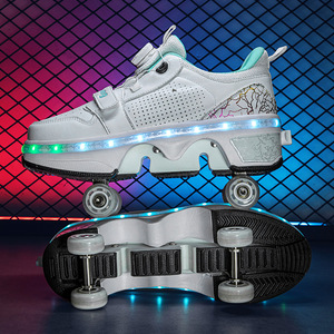 Roller Shoes With Flashing Lights 33-40 Size Double Row Wheels For Kids - Product Image 4