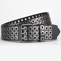 Ceinture en PU style punk à œillets et découpes, style européen et américain, ceinture de taille tendance et originale