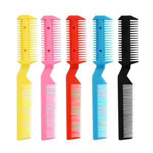 Двусторонняя расческа-триммер для волос с <span class=keywords><strong>2</strong></span> сменными лезвиями, инструмент для стрижки и филировки - Product Image 1