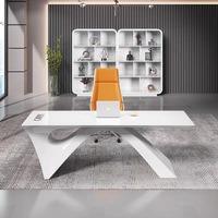 Table de bureau en MDF de forme linéaire, bureau de direction conçu sur mesure