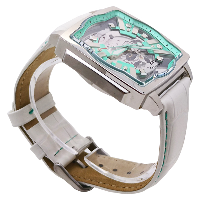 Custom High Quality Automatic Movement Mechanical Square Shaped Watches Luxury Stainless Steel Skeleton Men's Wrist Watch