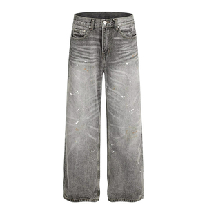<span class=keywords><strong>Jeans</strong></span> de Mezclilla Rectos para <span class=keywords><strong>Hombre</strong></span>, Corte <span class=keywords><strong>Regular</strong></span>, Lavado Ahumado Antiguo, con Efecto Bigotes de Gato y Manchas de Pintura, Talla Grande - Product Image 2