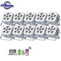 Projecteur LED plat intelligent sans fil DMX 6-en-1 RGBWA UV 6x18W à batterie avec télécommande Wi-Fi pour DJ et mariages