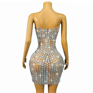 Novance Rhinestone 147 kolsuz pullu Mini elbise trendi <span class=keywords><strong>2025</strong></span> elbise kokteyl ile Rhinestone v yaka kulübü elbiseler seksi kadın giyim - Product Image 2