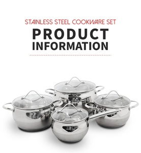 Hiện đại thân thiện với môi 12-mảnh Thổ Nhĩ Kỳ thép không gỉ <span class=keywords><strong>Cookware</strong></span> <span class=keywords><strong>Set</strong></span> với Tempered Glass Nắp bán buôn bền vững nhà bếp cách sử dụng - Product Image 4