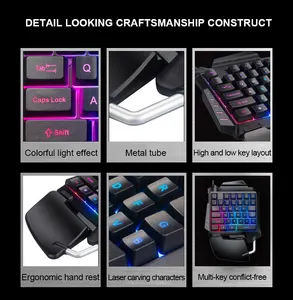 Grosir Keyboard Gaming Mekanik Backlit Pelangi Desain Ergonomis Satu Tangan untuk Pemain Game E-sport