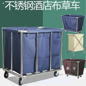 Carro de lino de acero inoxidable con empuje manual para hotel, servicio de lavandería, lavandería en seco y almacenamiento, para recogida de ropa sucia y reciclaje de productos - Product Image 2