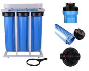 BEST-770 boîtier de <span class=keywords><strong>filtre</strong></span> à eau à 3 étages 4.5x20 grande <span class=keywords><strong>cartouche</strong></span> bleue pour une utilisation au restaurant avec récipient à pression de <span class=keywords><strong>sable</strong></span> de carbone - Product Image 1