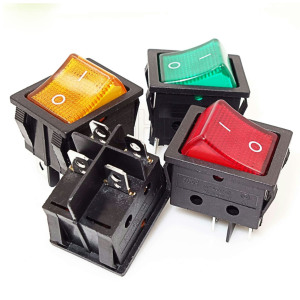 สวิตช์เปิด-ปิดไฟ สีแดง สีเขียว สวิตช์ไฟเรือ KCD4 16A 250VAC สวิตช์ปุ่มกดแบบ LED 2 ตำแหน่ง สวิตช์โยก 4 ขา ขนาด 32*25 มม. - Product Image 3