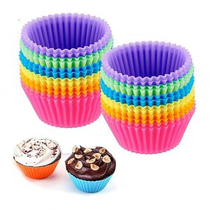 12Pcs Reusable Silicone Muffin Cup Multi-Color Non-Toxic <b>Heat</b> Resistant Cake Cookie Muffin Candle Wrap Holder Food Grade Tools - Product Image 1