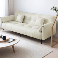 Kratzfestes Ledersofa mit Doppelfunktion, Modernes Minimalistisches Sofa für Kleine Wohnungen, Wohnzimmer, Mietwohnungen, Büro, Klappbares Sofa