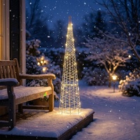 Lampe LED en forme de cône, motif arbre, avec bande iridescente argentée, cadre en fer, pour table, lumière blanc chaud, fil de cuivre, IP44