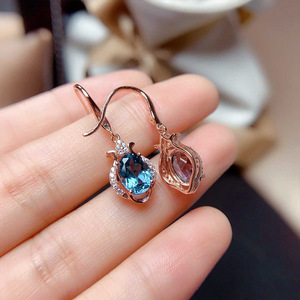 Orecchini Pendenti con Cristallo Blu Zaffiro per Donne, Eleganti Accessori Moda per Uso Quotidiano e Feste - Product Image 3