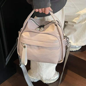 Mochila de lona de bloque de color con múltiples compartimentos Bolso de hombro individual o doble convertible - Product Image 3