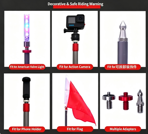Verstärkter Teleskop-Motorrad-Fahnenmast aus Aluminiumlegierung mit Warnflaggenhalterung für den Rücksitz zur Dekoration bei Outdoor-Touren - Product Image 2