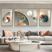 Peinture murale abstraite de luxe moderne, ensemble de 3 tableaux en porcelaine cristalline, vente en gros pour décoration de salon et maison, encadrée