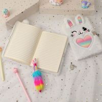 Carnet de notes moelleux pour enfants, journal intime lapin pour filles avec cadenas, jouets en peluche renard, cadeau pour adolescentes