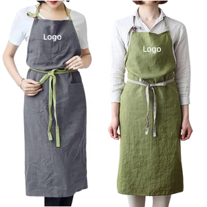 Tablier sans manches réutilisable en <span class=keywords><strong>lin</strong></span> et coton 100% de style <span class=keywords><strong>japonais</strong></span> personnalisé, avec poche et sangle longue ajustable pour salon, spa et usage quotidien - Product Image 1