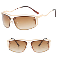Lunettes DL 2025 Nouveauté Y2K, Lunettes de soleil œil de chat carrées, Monture métallique ajourée, Verres dégradés UV400, Personnalisation du logo