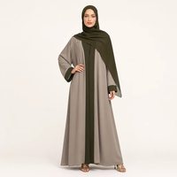 Ensemble Abaya quatre pièces pour femmes, couleur olive, vêtements islamiques modestes
