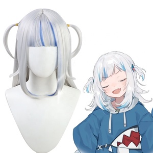 Commercio all'ingrosso 55cm lungo rettilineo argento blu misto virtuale YouTuber Gawr <span class=keywords><strong>Gura</strong></span> parrucca Cosplay sintetico Anime resistente al calore parrucca dei capelli - Product Image 1