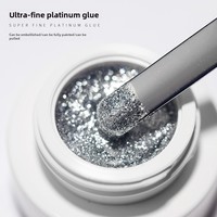 Vernis à ongles gel UV Chusha Platinum haute densité non toxique 5ml, paillettes dorées multicolores, fini brillant, ligne de paillettes argentées, bordure à effet crochet
