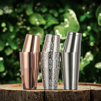Juego de Coctelera de Acero Inoxidable 304 con Patrón Grabado, Ecológico, Capacidad de 350 ml, Diámetro >10 cm, Herramientas de Bar Modernas para Camping