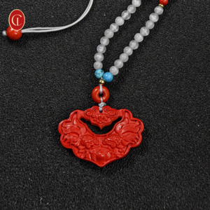 Collana con ciondolo in perline di cinabro rosso Koi - Amuleto spirituale per fortuna e successo |   Gioiello Regalo Unisex Personalizzabile con Benedizione di Buon Auspicio - Product Image 5