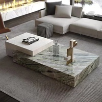 Ensemble de tables basses en marbre décoratives extensibles modernes de luxe personnalisées, pierre naturelle, style nordique, mobilier de salon d'hôtel