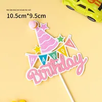 Niedliche Bunte Cartoon-Süßigkeiten Kuchendekoration Topper Happy Birthday Geschenkbox Ballon Partyhut Kinder HB Einlage Made in China