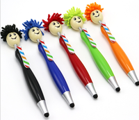 Mignon dessin animé vadrouille têtes de poupée belle cravate stylo à bille Kawaii Figure cheveux haut vadrouille stylo publicité plastique recharge